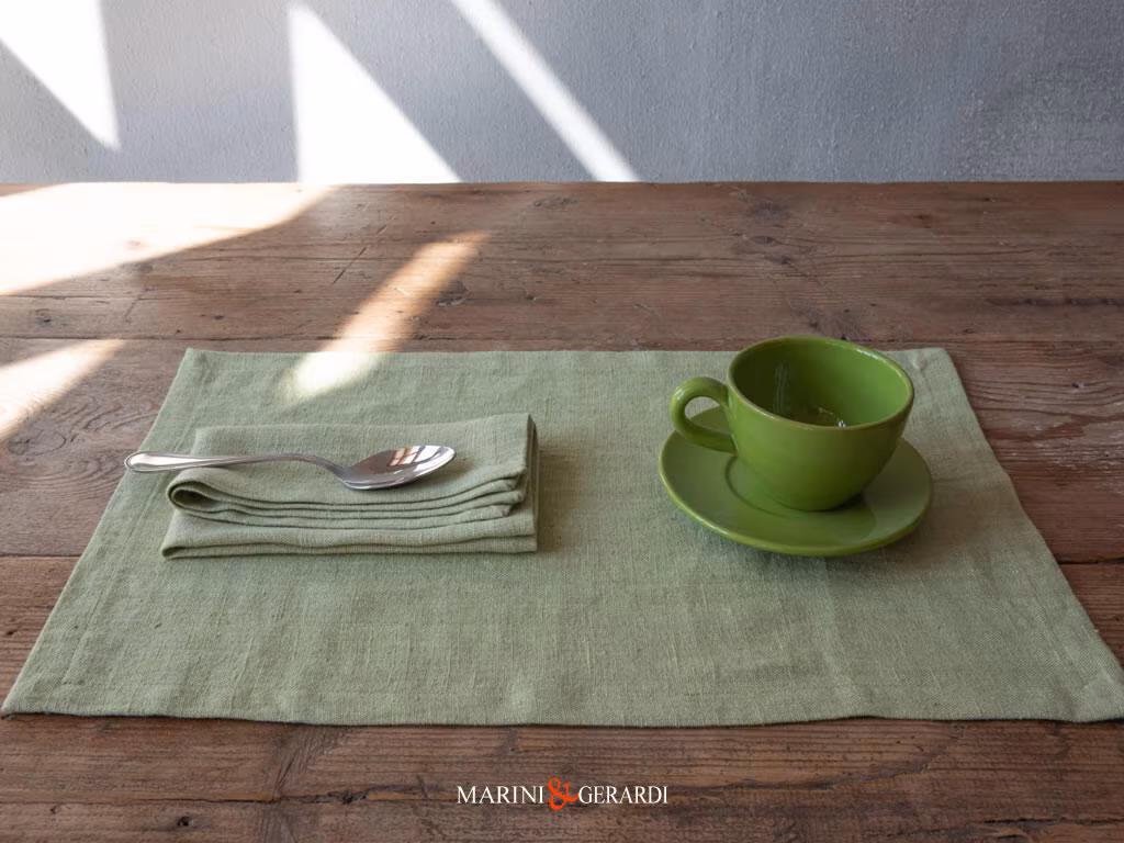 Tovagliette Americane Colazione In Lino Verde Tovagliette Americane Colazione In Lino Verde Pistacchio