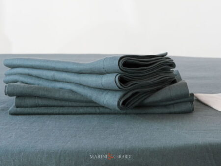 Tovaglioli In Lino 40x40 Verde Petrolio