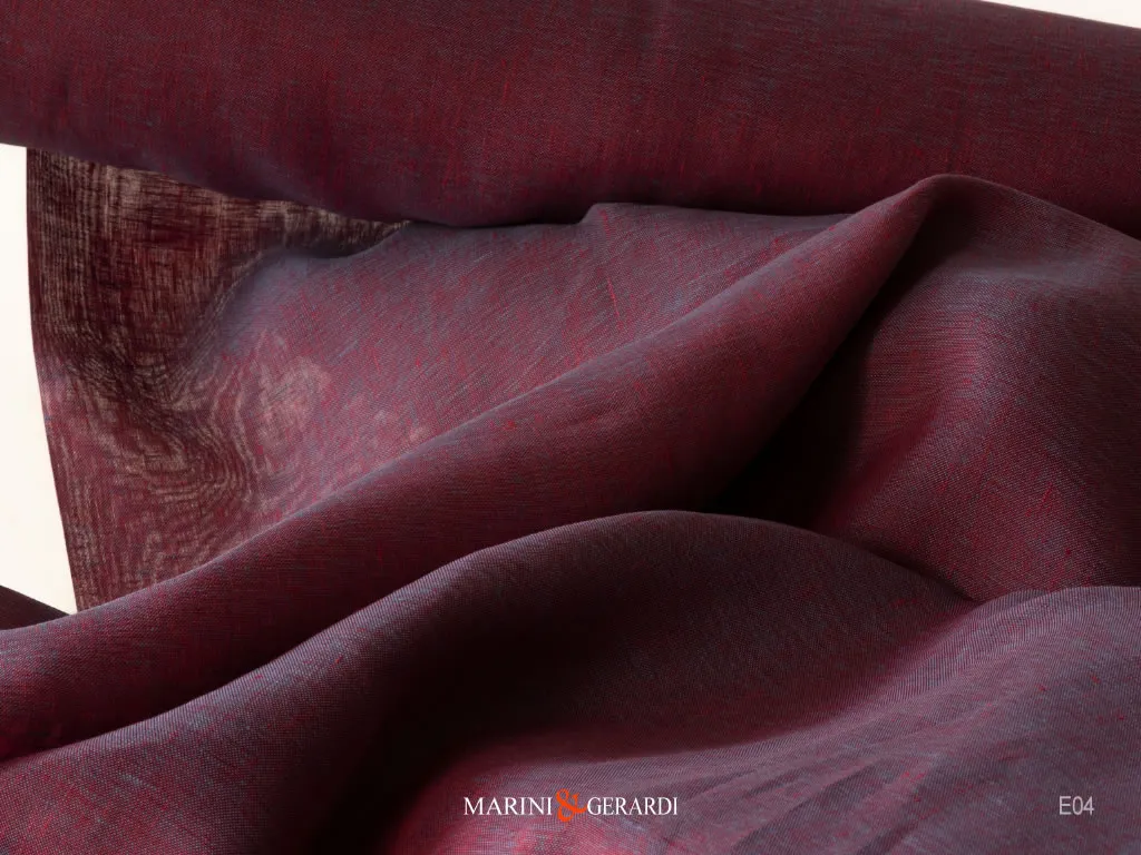 Tessuto Lino Filtrante Salento Liscio Prugna E04 Per Tendaggi