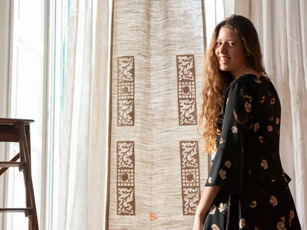 Alba Chiara Foglie Tende Camera Da Letto Tessuto Puro Lino - Marini & Gerardi Alba Chiara Foglie Tende Camera Da Letto Tessuto Puro Lino - Marini & Gerardi