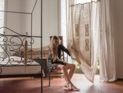 ALBA CHIARA foglie - Tende per Camera da Letto con doppio pannello a strappo