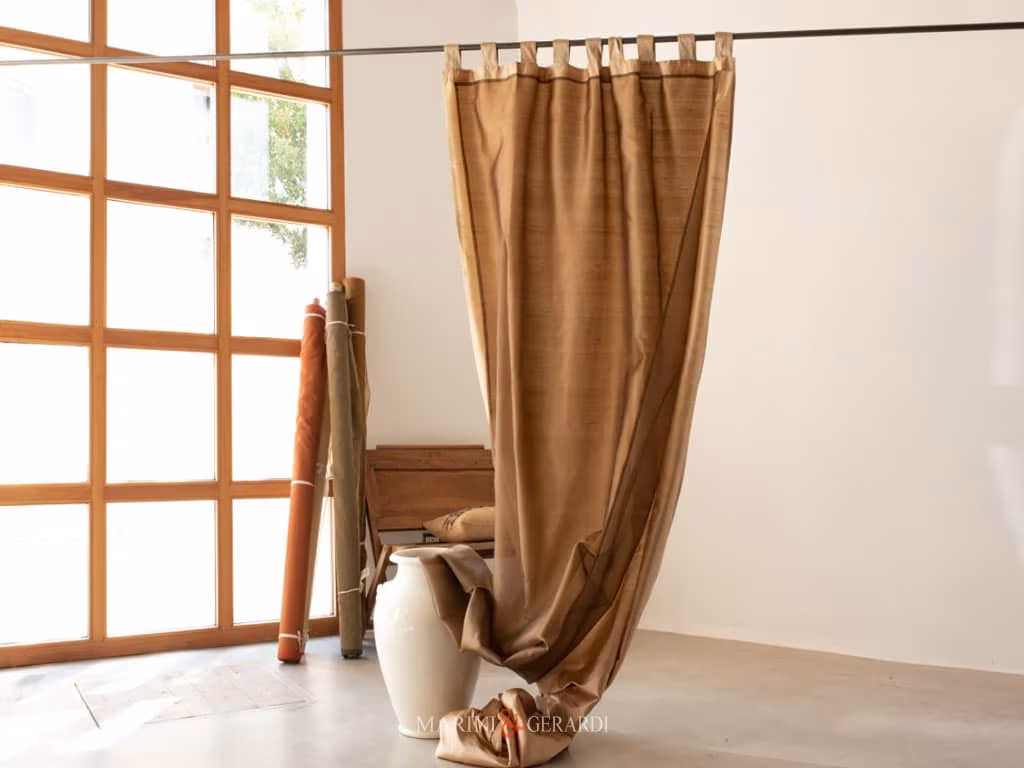 Tenda Stanza Da Letto Elegante In Seta Shantung Organza Doppio Pannello Tenda Stanza Da Letto Elegante In Seta Shantung Organza Doppio Pannello