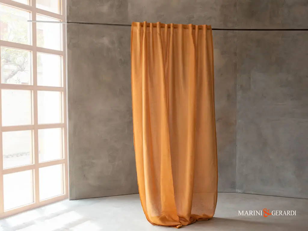 tenda soggiorno in lino arancio moderna originale tenda soggiorno in lino arancio moderna originale