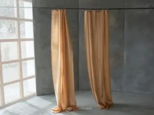 tenda soggiorno tessuto stropicciato in lino madarino villa castelli