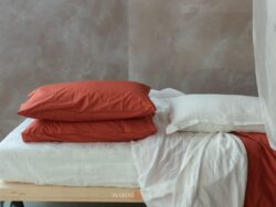 Copripiumino Matrimoniale Cotone Con Federe Rosso Mattone