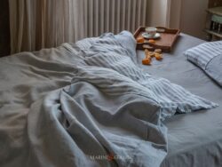 copripiumino matrimoniale in lino a righe lenzuola cenere vienna