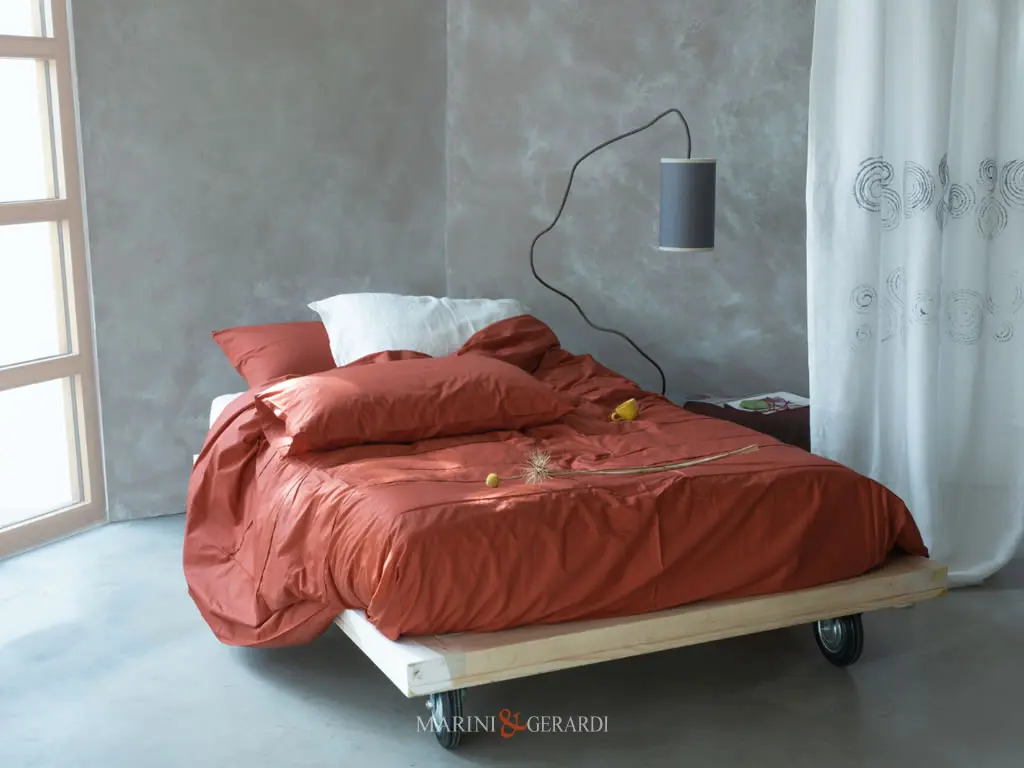 Copripiumino Singolo Cotone Con Patella Rosso Mattone Con Federe Guanciali Copripiumino Singolo Cotone Con Patella Rosso Mattone Con Federe Guanciali