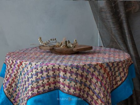 Copritavola In Seta Bordo In Shantung Turchese