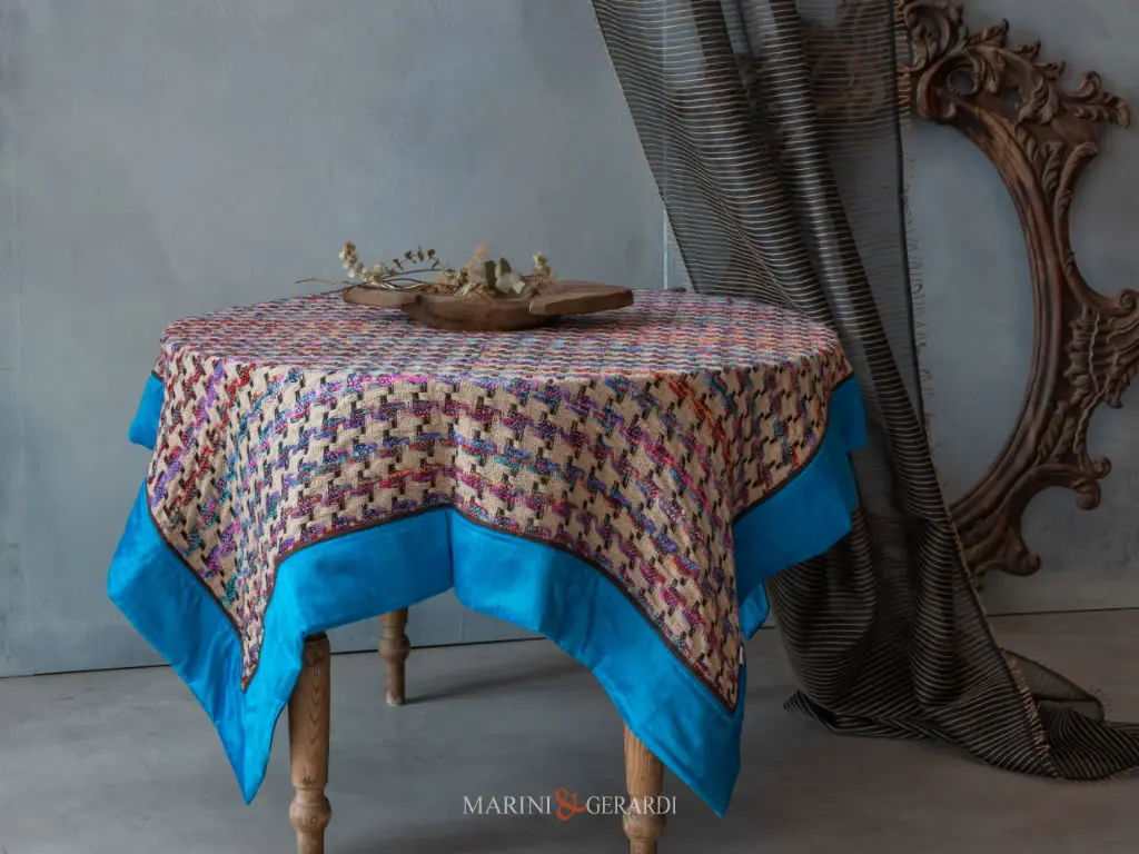 Copritavola In Seta Come Centrotavola Bordo In Shantung Turchese Copritavola In Seta Come Centrotavola Bordo In Shantung Turchese