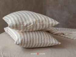 Federe Cuscini Letto Matrimoniale In Lino Lenzuola Sotto Cappuccino Sahara