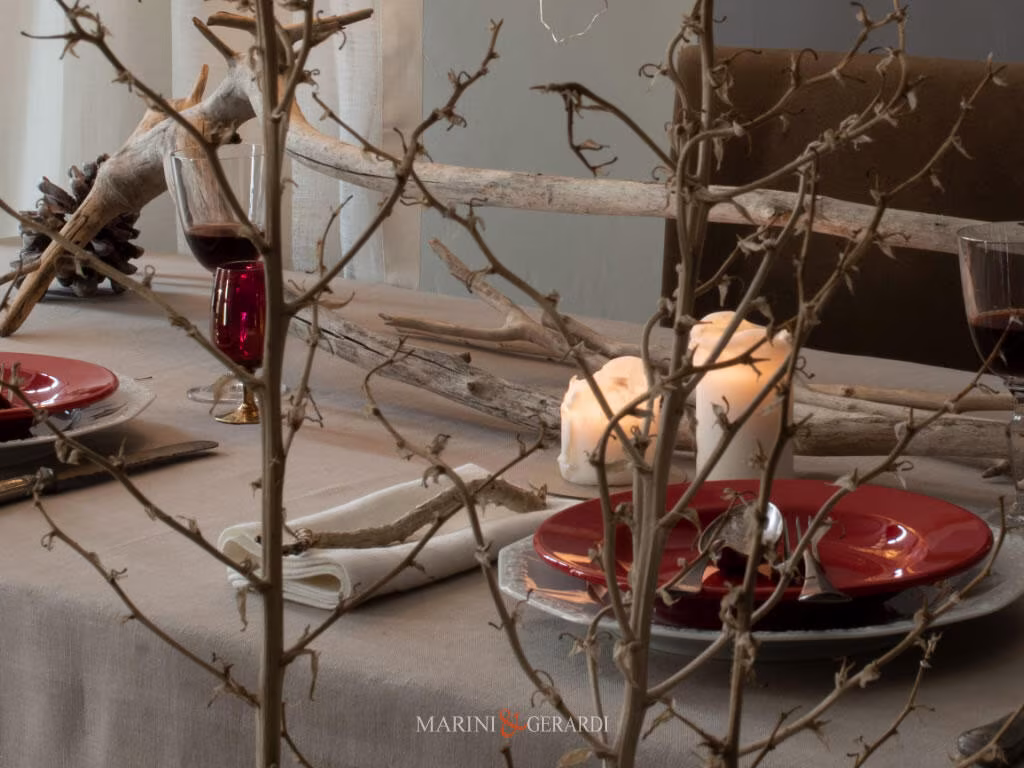 Runnert Rosso Con Tovaglia In Lino Corda Natale 2023 Runnert Rosso Con Tovaglia In Lino Corda Natale