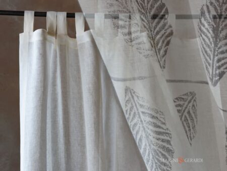 NOA (MINI) - Tenda Moderna in Lino con Foglie - Tendine di Lino a vetro moderne