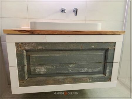 cassettiera bagno con anta vecchia design shabby piano legno naturale