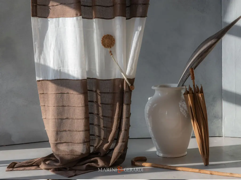 Tende Lino Moderno Con Balza Plissettata Colre Cioccolato Tende Lino Moderno Con Balza Plissettata Colre Cioccolato