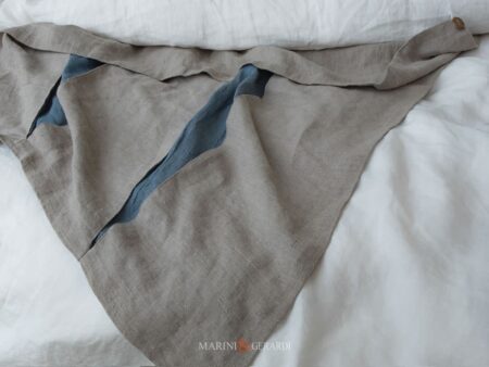 tessuto copripiumino matrimoniale tagli in blu lino grezzo naturale infinito