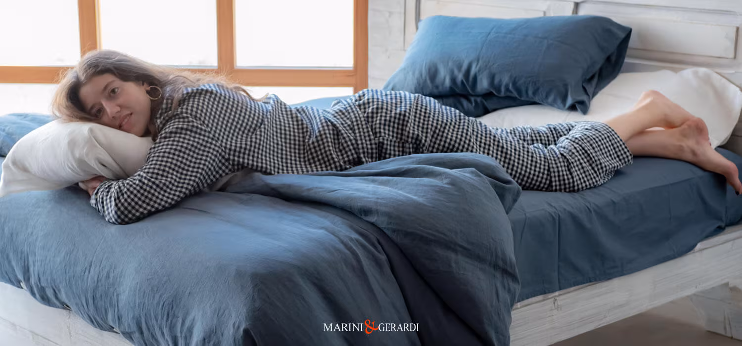 biancheria letto in lino lavato blu navy