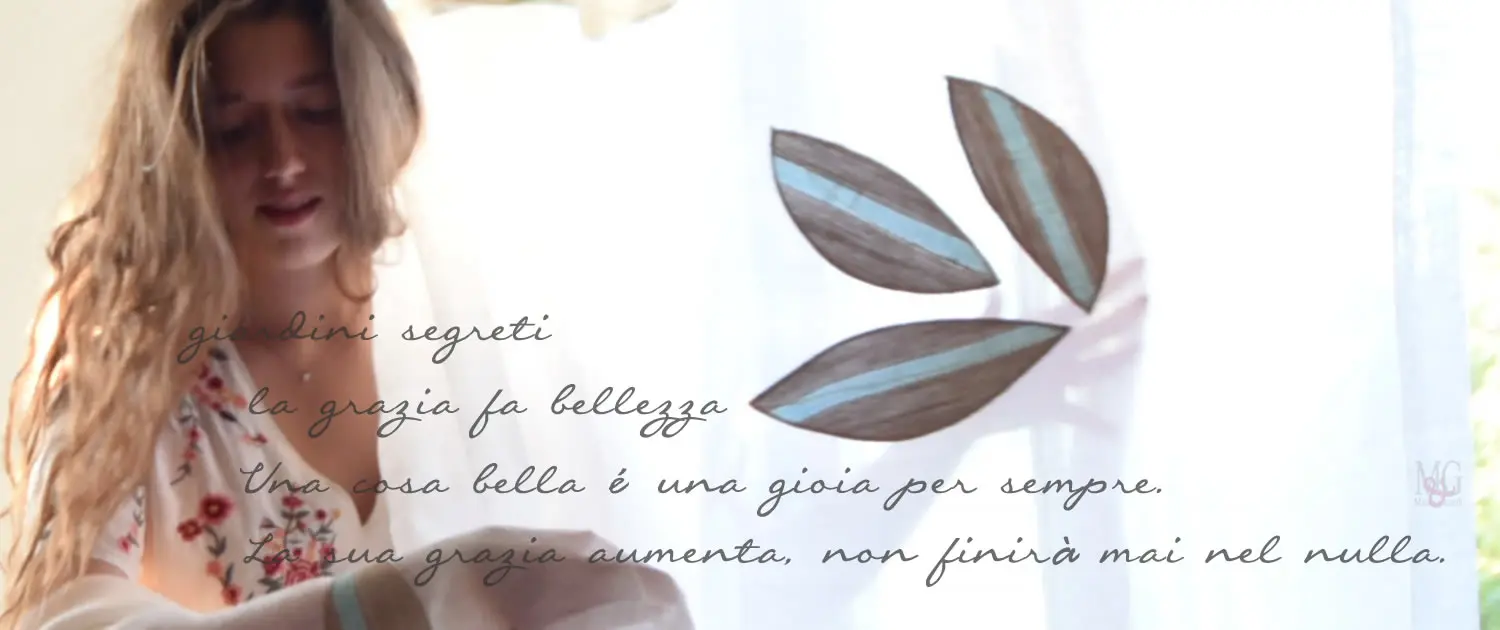 collepasso tenda in lino foglie di grande bellezza