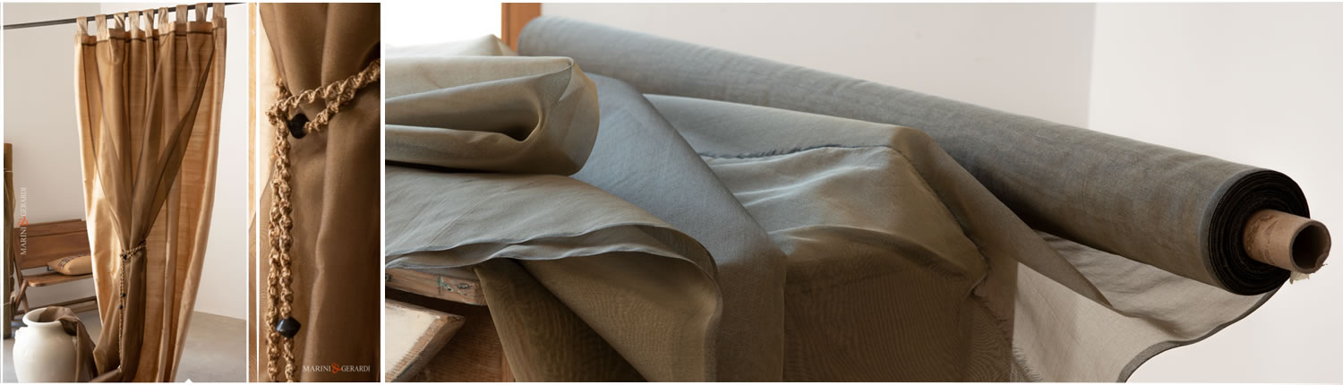 collezione tende tessuti in shantung doppio pannello organza in seta