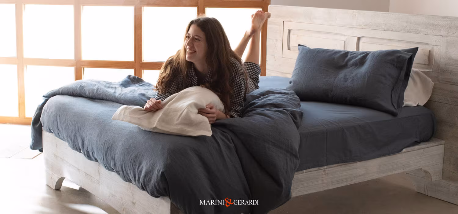 copripiumini letto singolo in lino matrimoniale blu navy