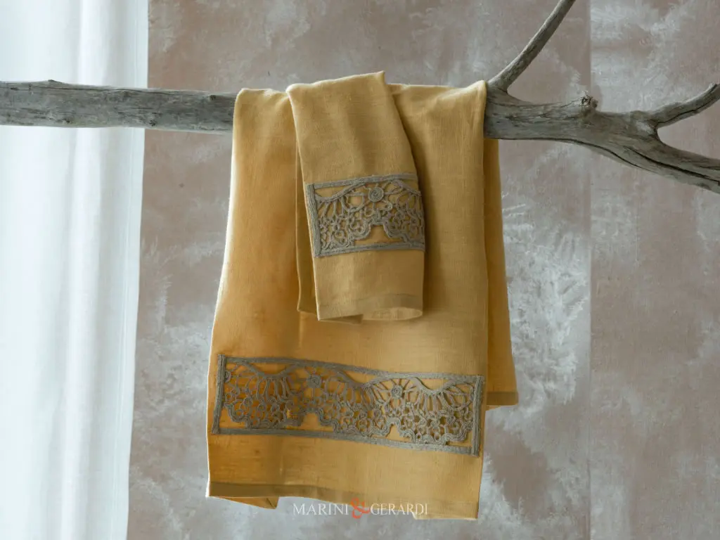 set asciugamani personalizzati in lino pannocchia con ricamo