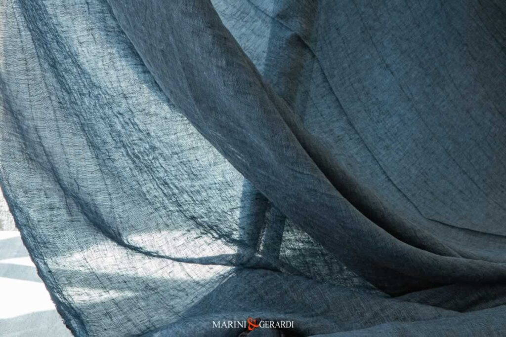 tessuto blu jeans in lino stropicciato tende su misura per interni tessuto blu jeans in lino stropicciato tende su misura per interni