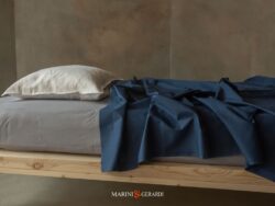 lenzuola percalle di cotone tinta unita blu navy