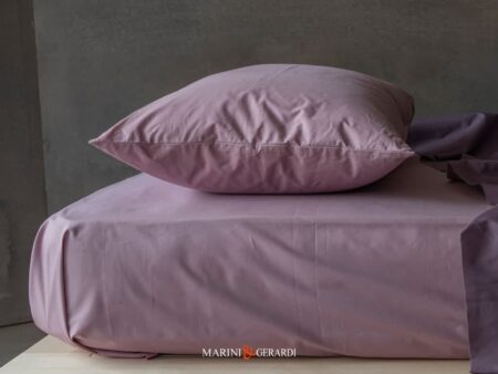 lenzuola sotto con angoli percalle di cotone rosa pesco