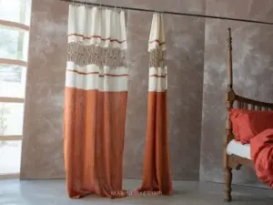 arredare con eleganza fedra tende moderne in lino arancio