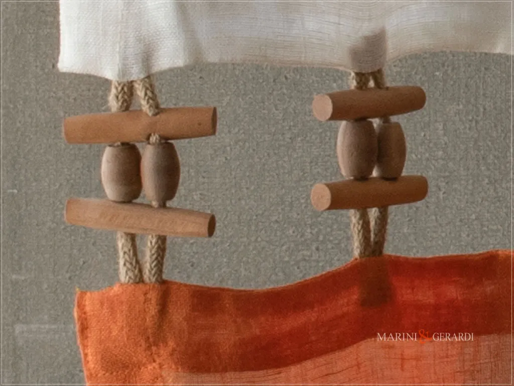 tenda a vetro online lino con passamaneria alamari in legno tenda a vetro online lino con passamaneria alamari in legno