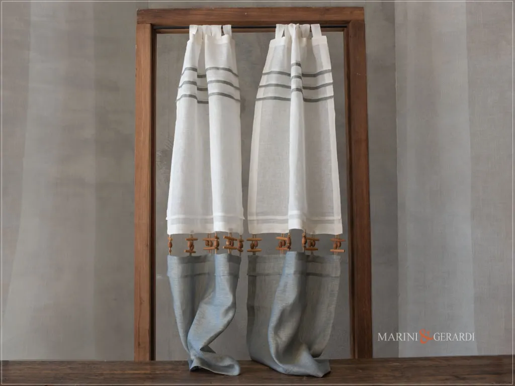 tenda a vetro su misura in lino bicolore tenda a vetro su misura in lino bicolore