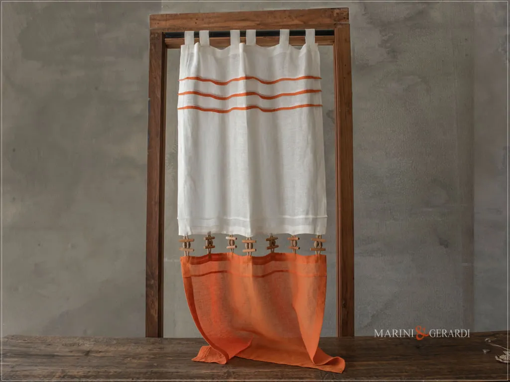 tenda a vetro su misura lino bicolore con plissettature DIADRE mini - Tende da Cucina a Vetro