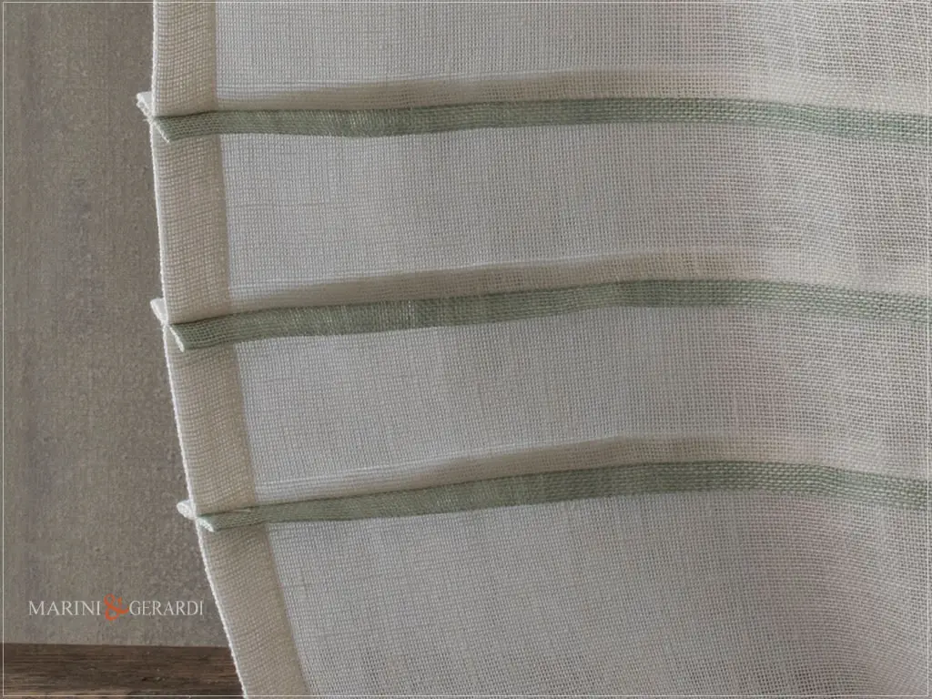 tende a vetro lino canapone plissettature e inserti colore - Marini & Gerardi tende a vetro lino canapone plissettature e inserti colore - Marini & Gerardi