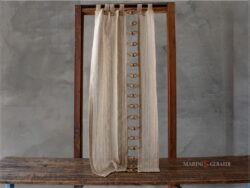 tende a vetro shabby chic in lino con passamaneria