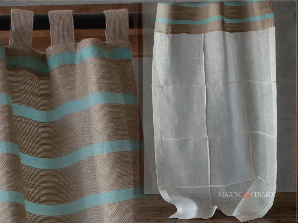 tendine a vetro per cucina lino con asole e plissettature - Marini e Gerardi tendine a vetro per cucina - Marini e Gerardi