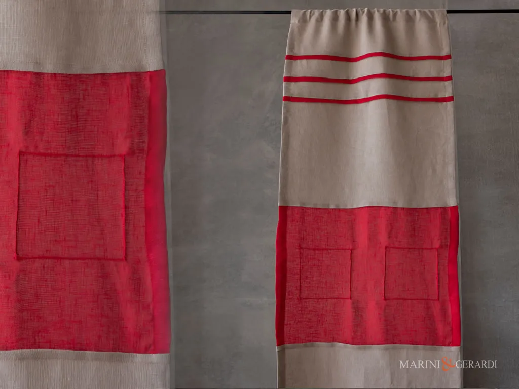 Soggiorno tende a vetro eleganti in lino rosso Soggiorno tende a vetro eleganti in lino rosso
