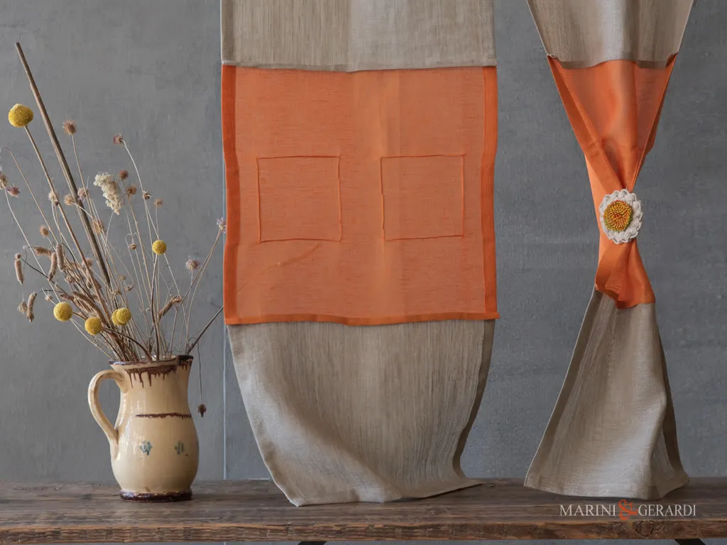 Tendine a vetro moderne eleganti in lino arancio Tendine a vetro moderne eleganti in lino arancio