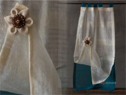 tendine a vetro cucina in lino con organza e calamita