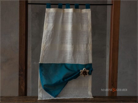 tende a vetro cucina lino stropicciato con fiore a calamita