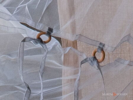 tende soggiorno lino canapone telo in organza lilla