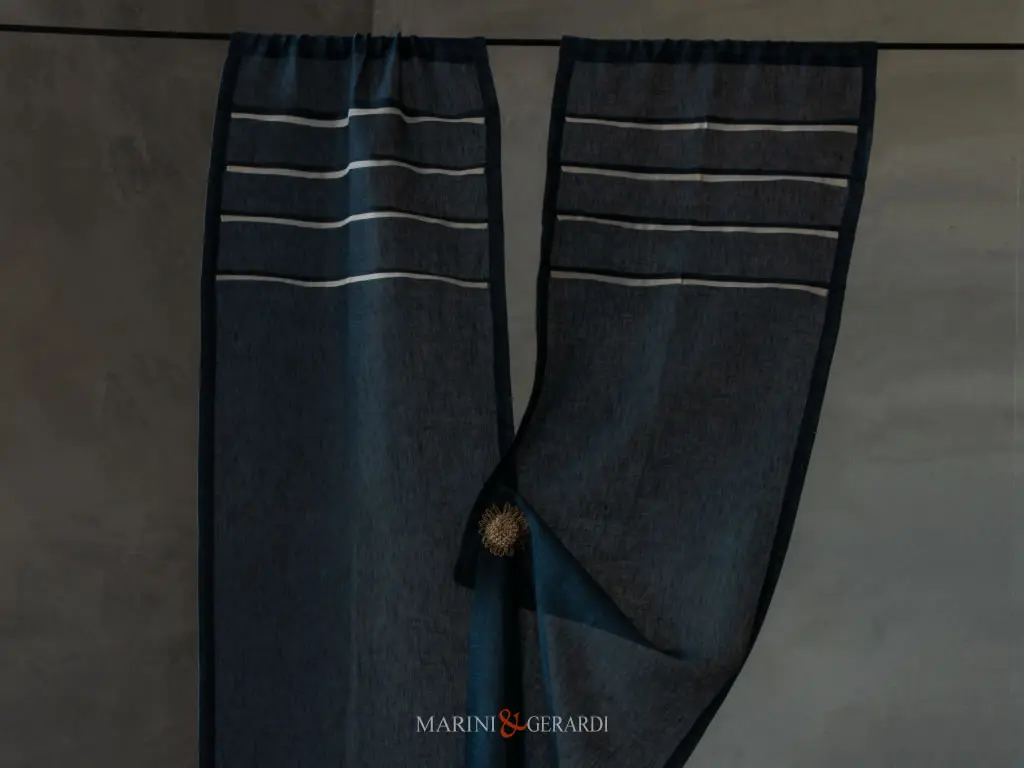 Tende vetrate moderne in lino blu plisse Bianco tende vetrate moderne in lino blu plisse