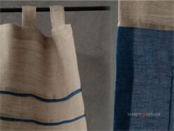 tendine a vetro moderne camera da letto in lino blu