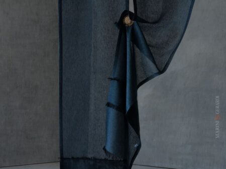 tendine blu a vetro per finestre in lino con frangie - Marini & Gerardi