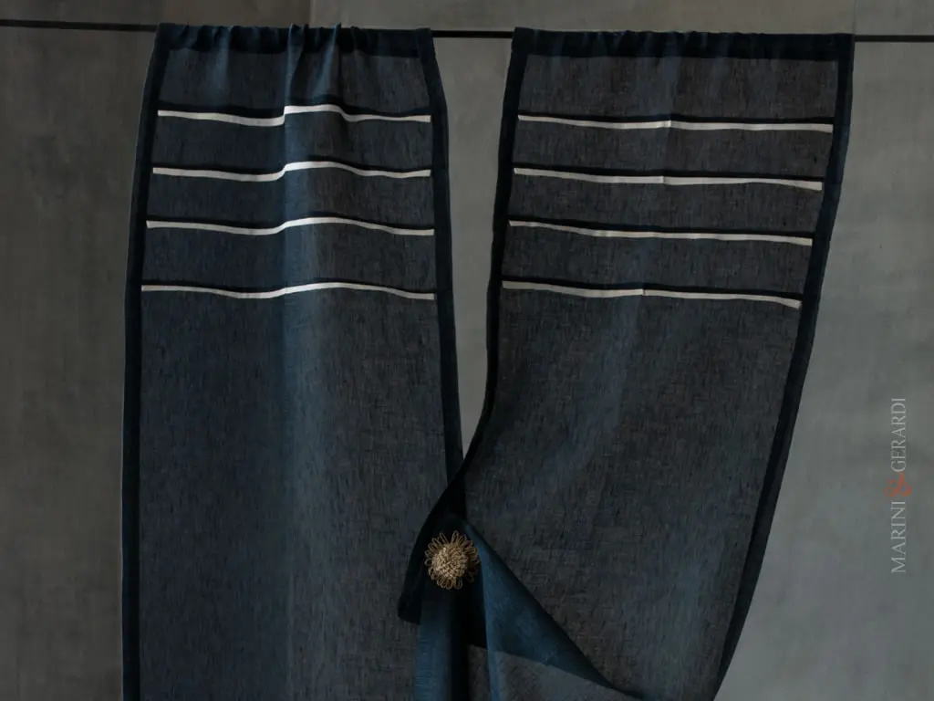 tendine blu a vetro per finestre in lino tunel passante - Marini & Gerardi tendine blu a vetro per finestre in lino tunel passante - Marini & Gerardi