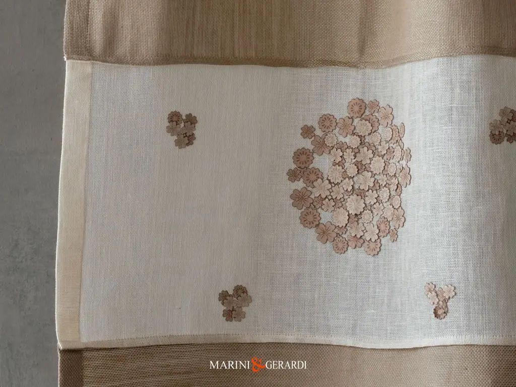 tenda a vetro in lino vetras applicazioni a fiori tenda a vetro in lino vetras applicazioni a fiori