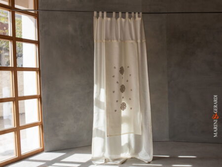 doppio telo classico in lino ricamo con fiorellini