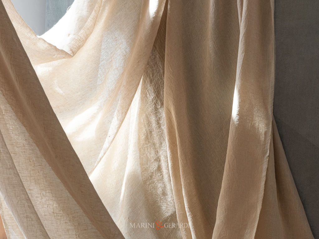 tessuto puro lino stropicciato beige ambrato a33 taranta - Marini&Gerardi