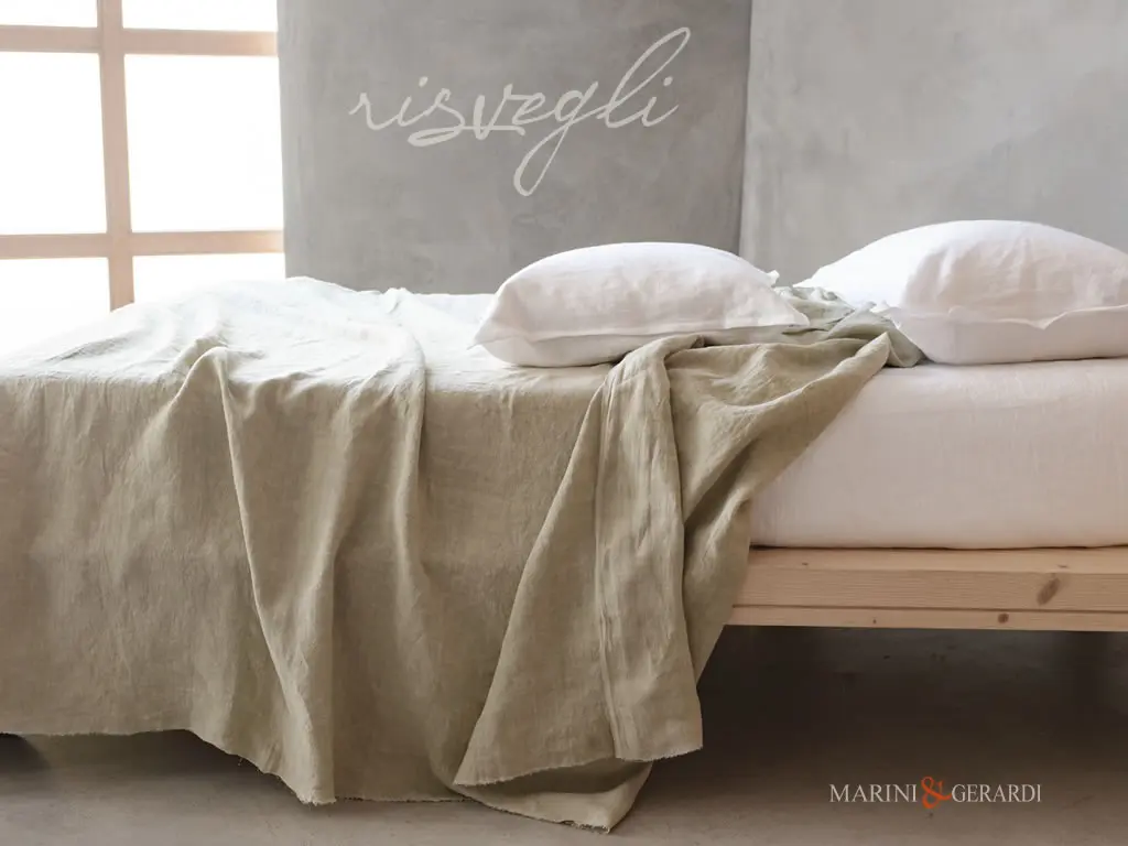 RISVEGLI lenzuola letto in lino stropicciato bianco sabbia lenzuola letto in lino stropicciato bianco sabbia