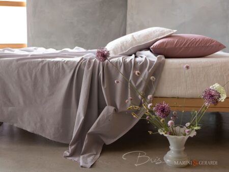 set lenzuola letto matrimoniale cotone stropicciato lilla bianco