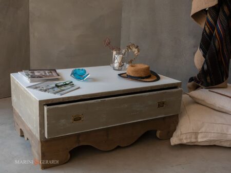 tavolino contenitore da salotto con due cassetti