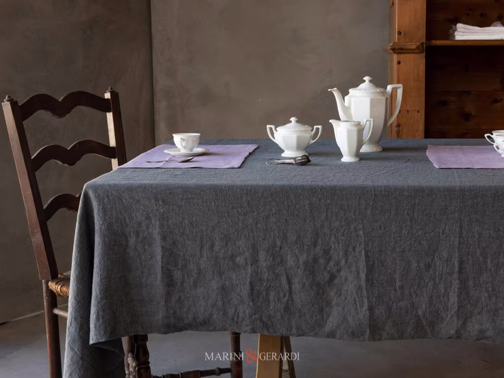 NON TI SCORDAR DI ME tovaglie da tavola in lino stropicciato delave grigio antracite tovaglie da tavola in lino stropicciato delave grigio antracite